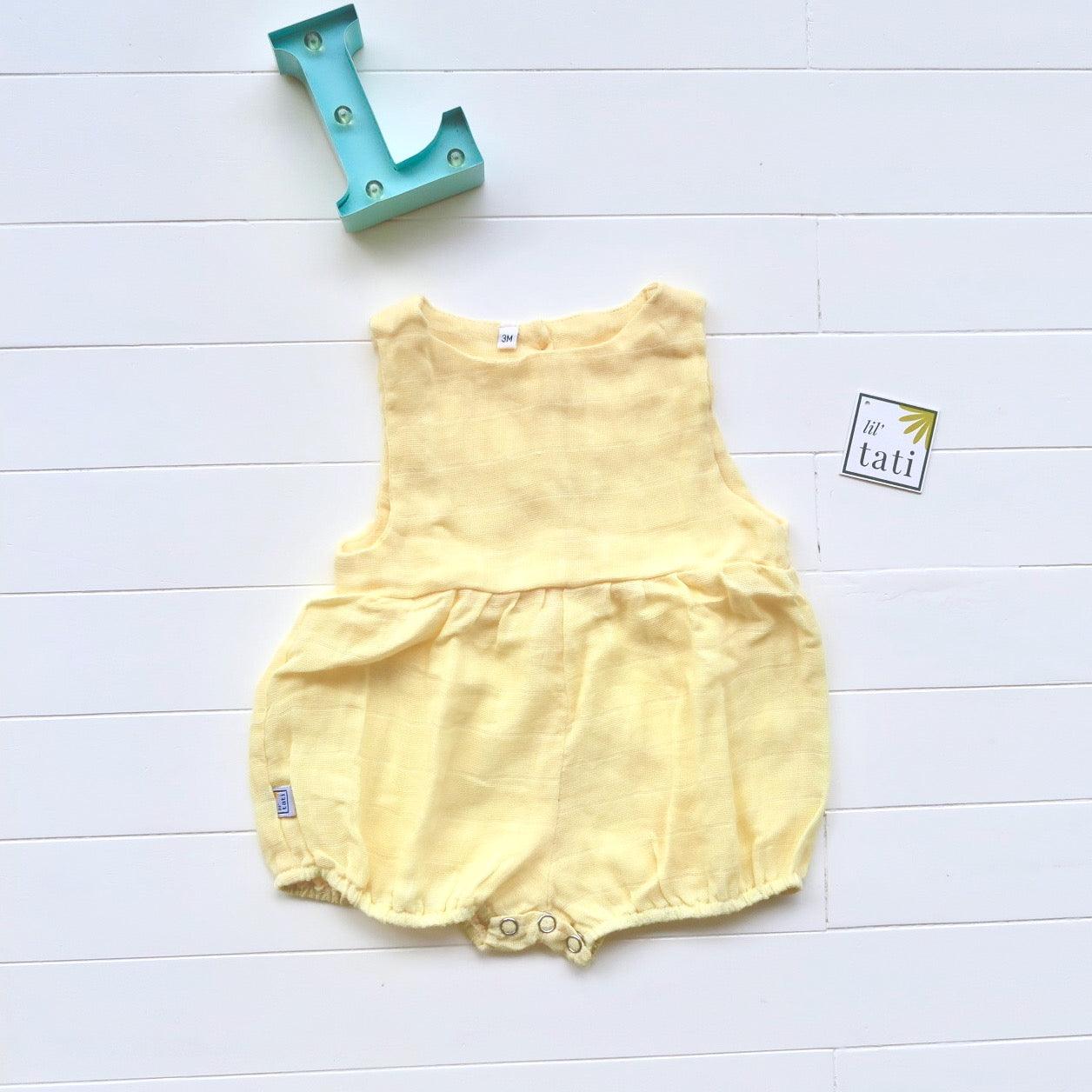 Orchid Playsuit in Organic Muslin - Yellow - Lil' Tati