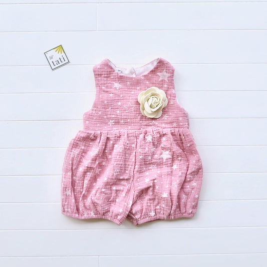 Orchid Playsuit in Pink Star Crepe - Lil' Tati