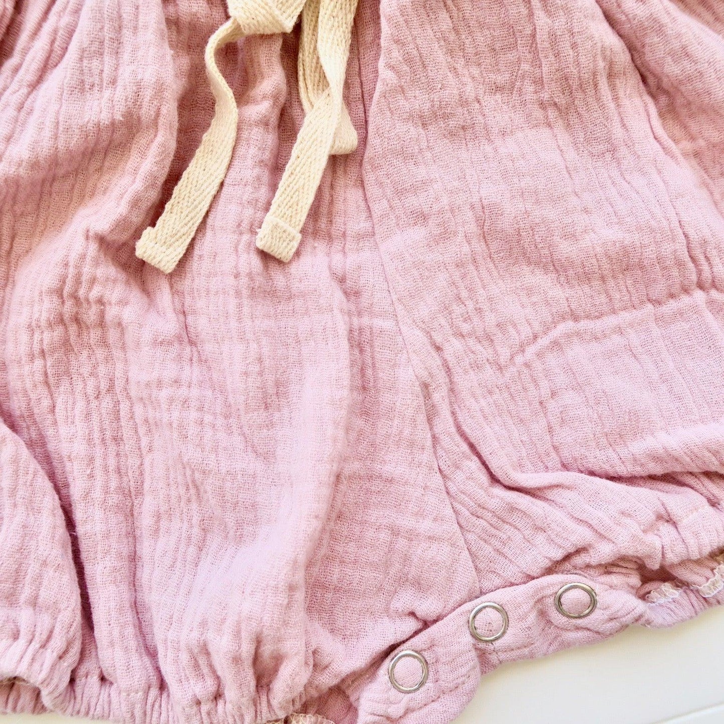 Orchid Playsuit - Ruffle Sleeves with Waist Tie in Crepe - Old Rose - Lil' Tati