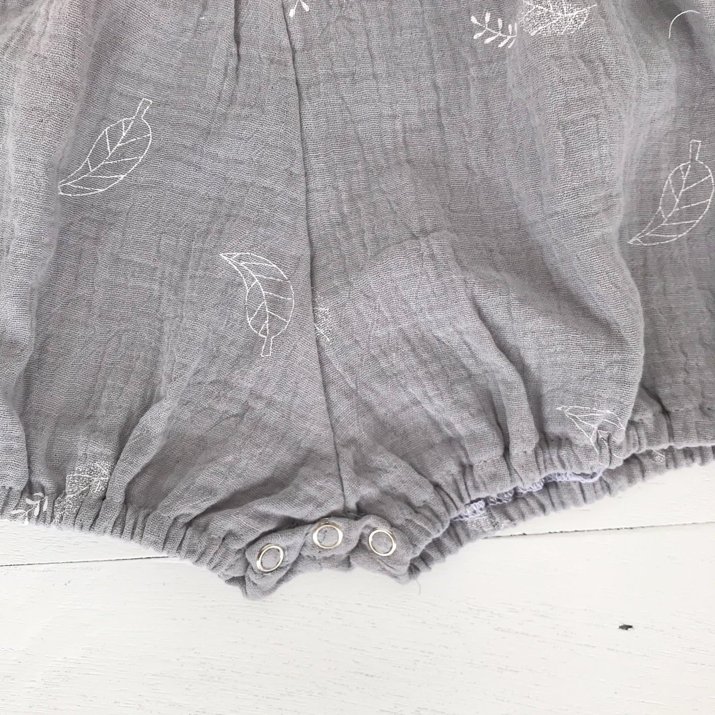 Orchid Playsuit - Ruffle Sleeves in Crepe - Leafy Storm Gray Print - Lil' Tati