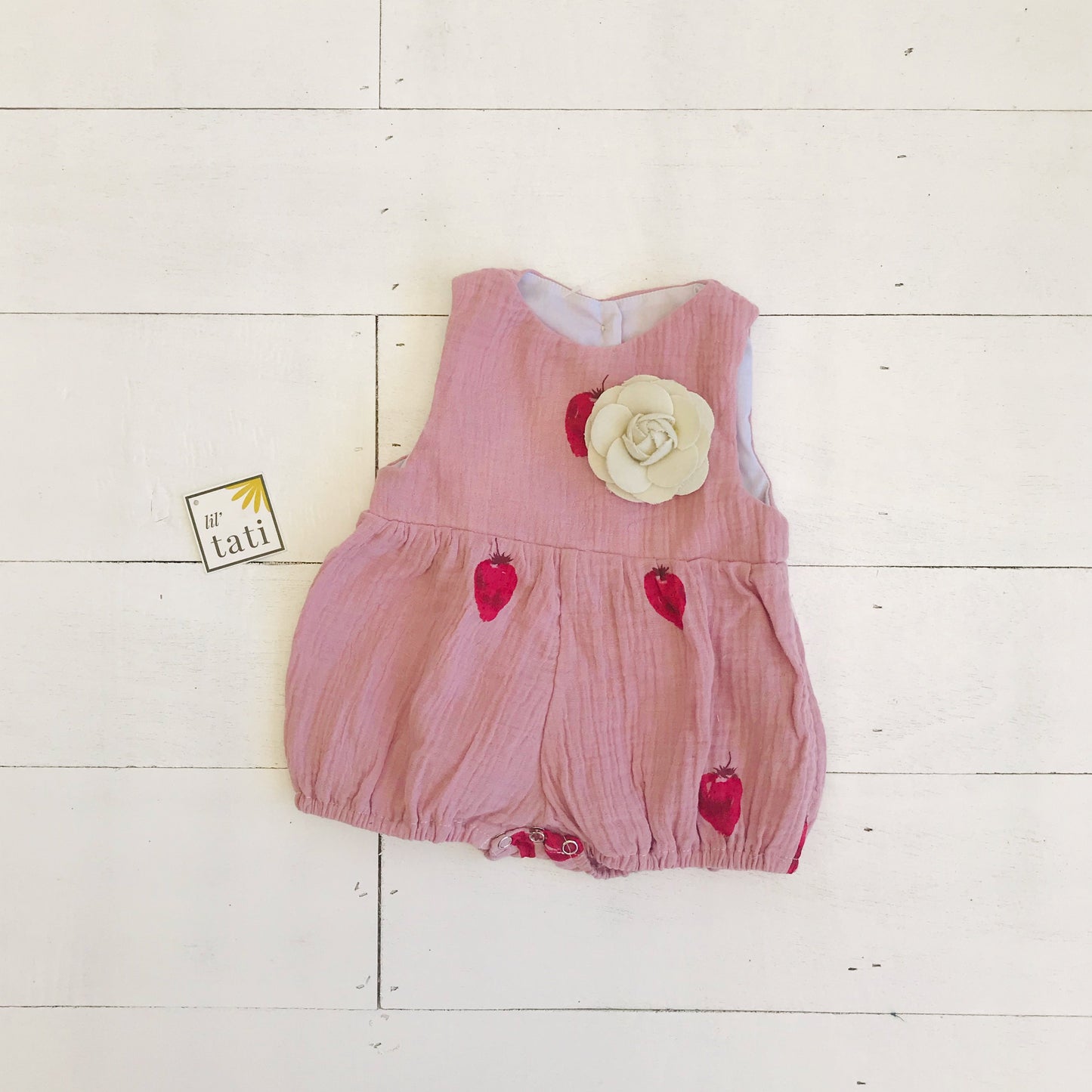 Orchid Playsuit in Crepe - Strawberry Old Rose - Lil' Tati