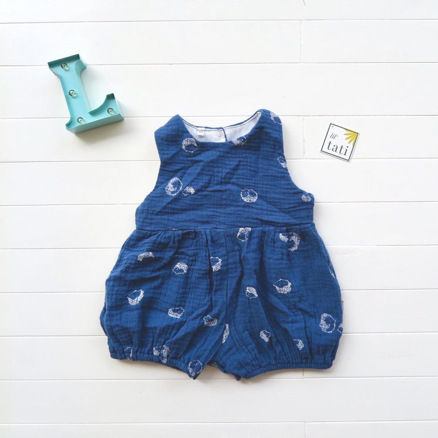Orchid Playsuit in Blue Hedgehog Crepe - Lil' Tati