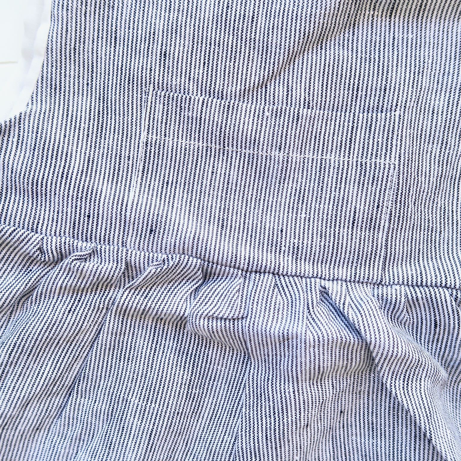 Orchid Playsuit with Front Pocket in Black Pinstripes Linen - Lil' Tati