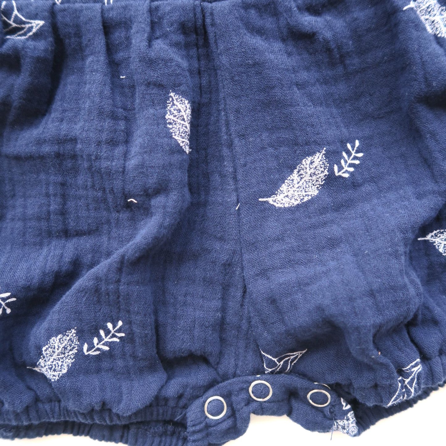 Orchid Playsuit with Front Pocket in Crepe - Leafy Dark Blue - Lil' Tati