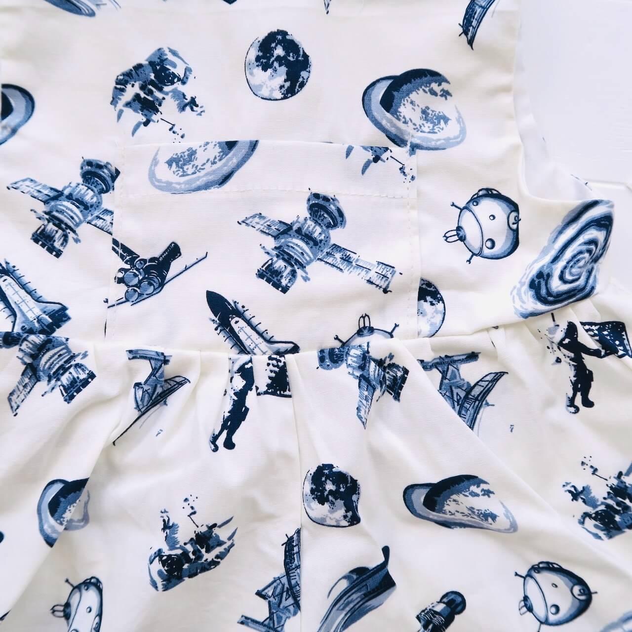 Orchid Playsuit with front pocket in Space Print - Lil' Tati
