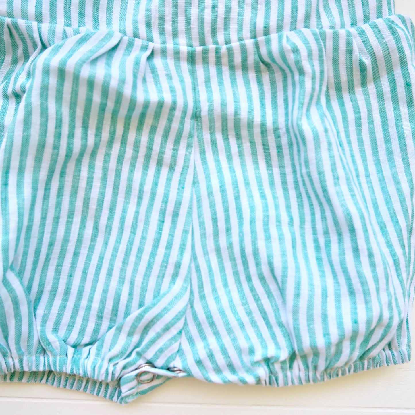 Orchid Playsuit - Ruffle Sleeves in Arcadia Green Stripes - Lil' Tati
