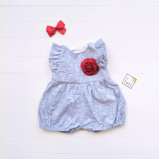 Orchid Playsuit - Ruffle Sleeves in Cat Stamp Gray - Lil' Tati