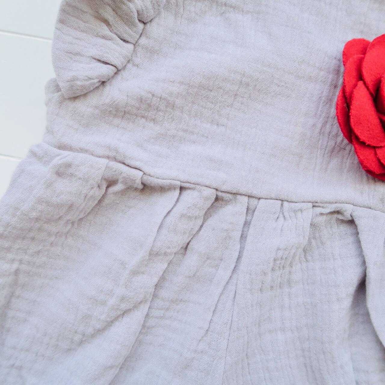 Orchid Playsuit - Ruffle Sleeves in Crepe - Light Gray - Lil' Tati