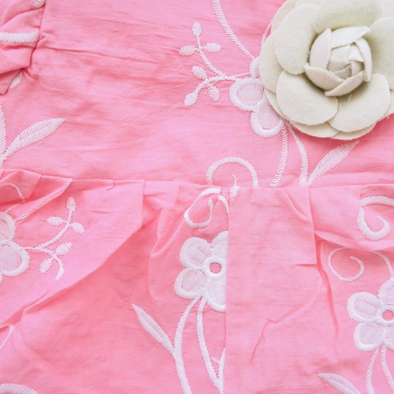 Orchid Playsuit - Ruffle Sleeves in Fancy Pink Lace - Lil' Tati