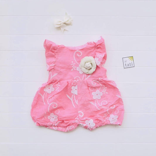 Orchid Playsuit - Ruffle Sleeves in Fancy Pink Lace - Lil' Tati
