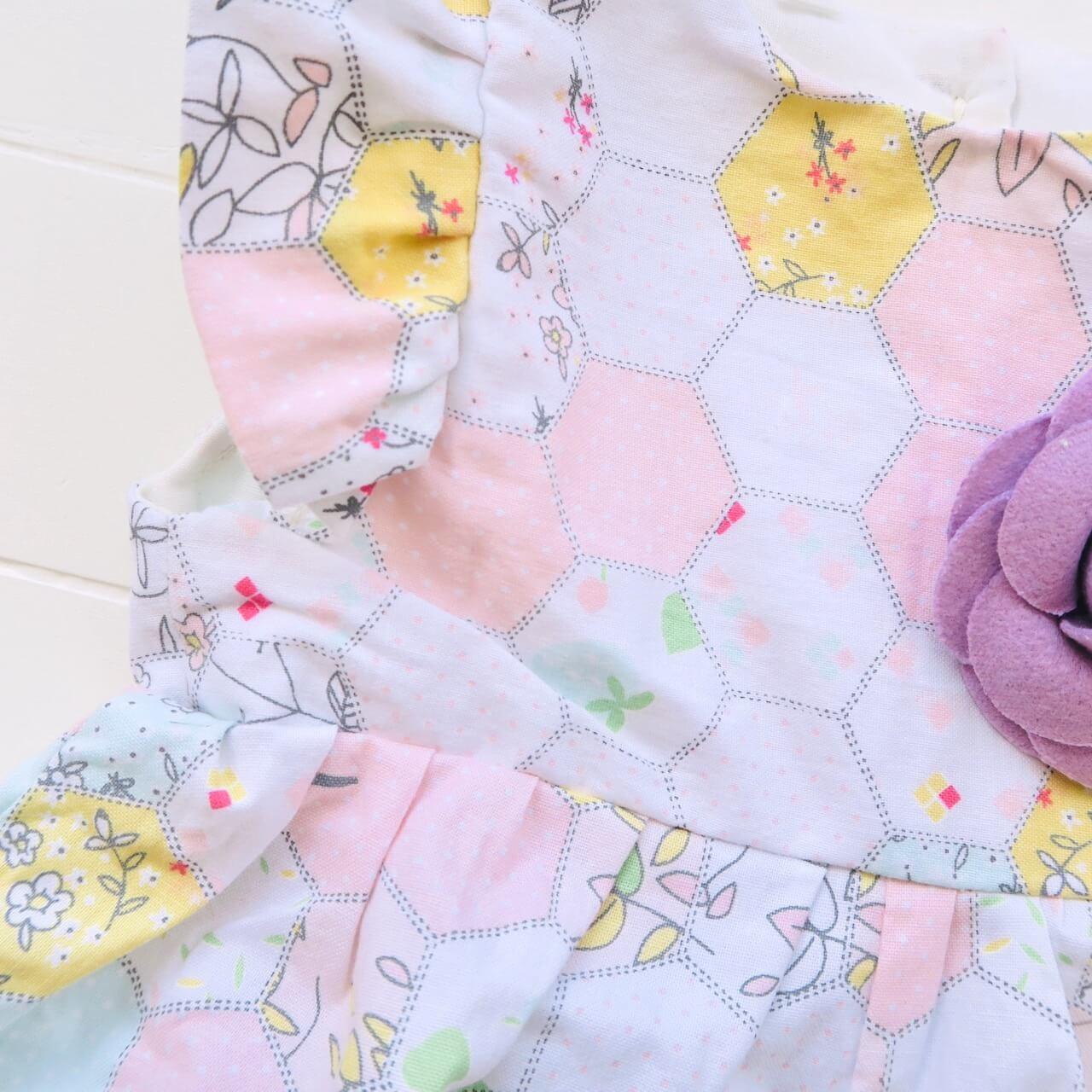Orchid Playsuit - Ruffle Sleeves in Merry Pastel Hexagon - Lil' Tati