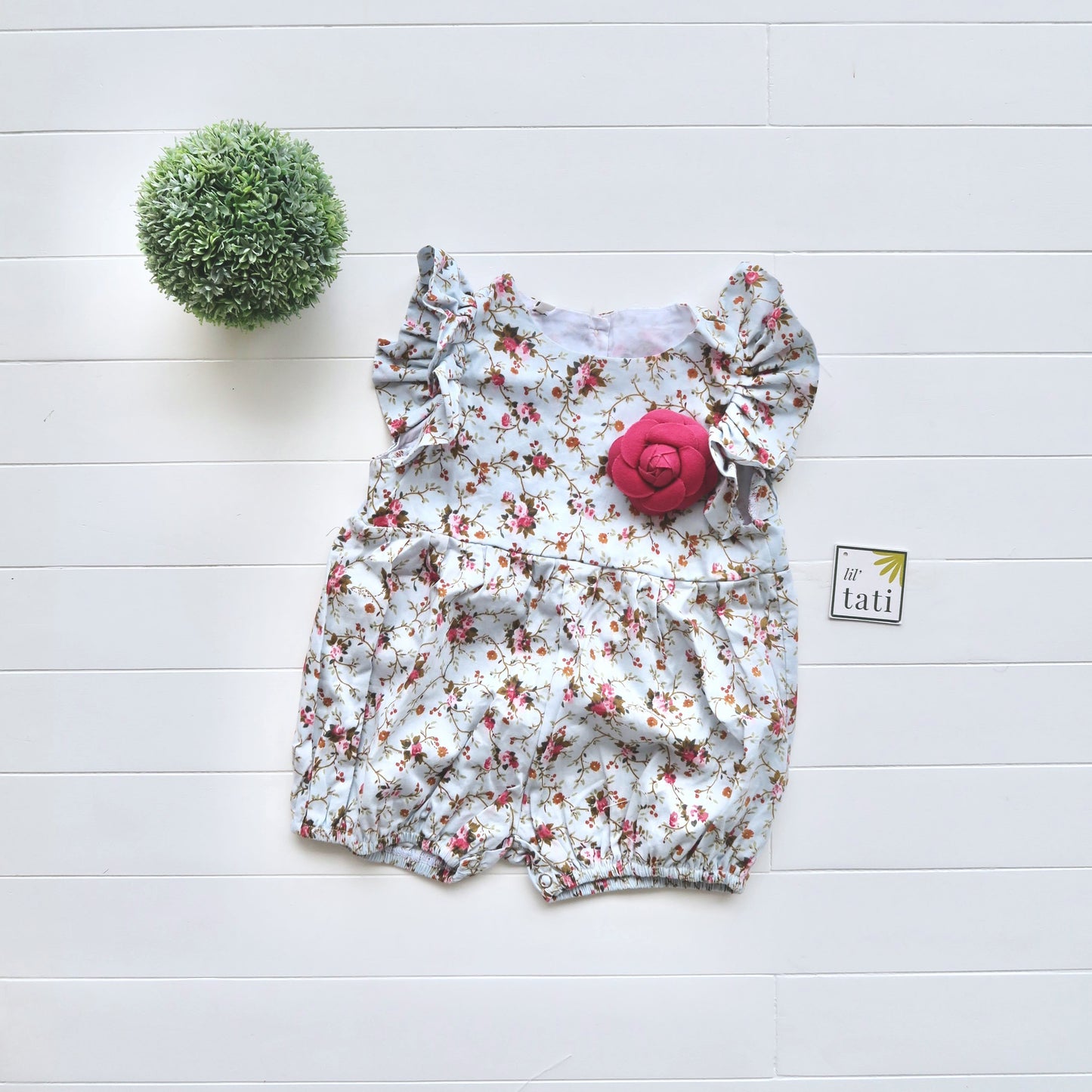 Orchid Playsuit - Ruffle Sleeves in Rose Vine - Lil' Tati