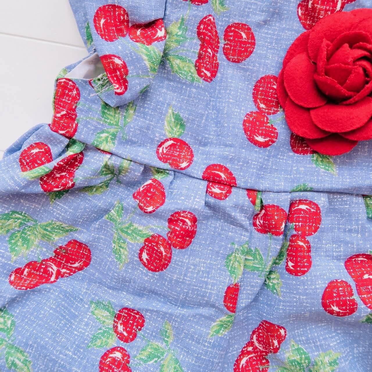 Orchid Playsuit - Ruffle Sleeves in Sky Cherries - Lil' Tati