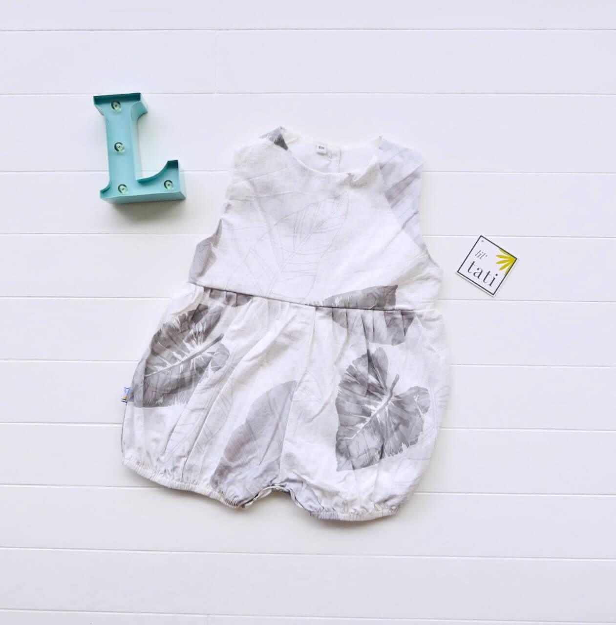 Orchid Playsuit in Banana Leaves Gray - Lil' Tati