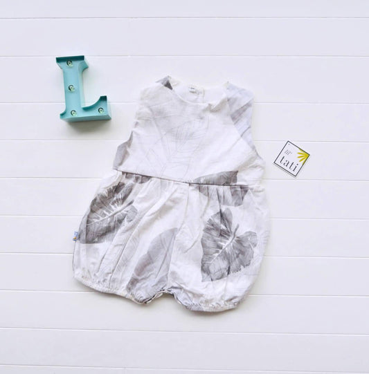 Orchid Playsuit in Banana Leaves Gray - Lil' Tati