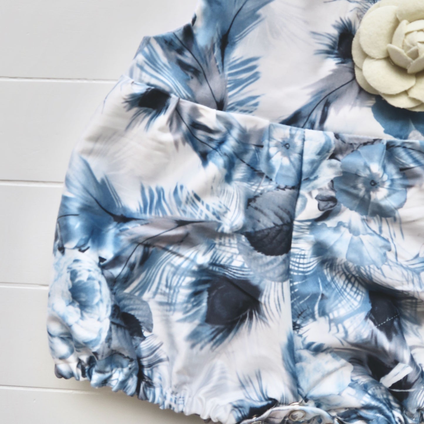Orchid Playsuit in Blue Feather Sateen - Lil' Tati