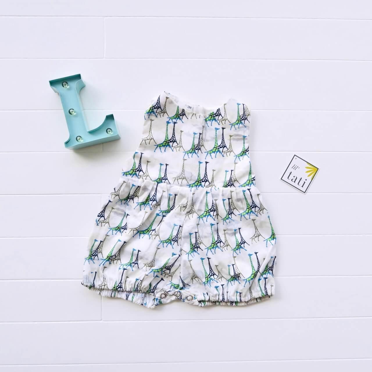 Orchid Playsuit in Blue Giraffe - Lil' Tati