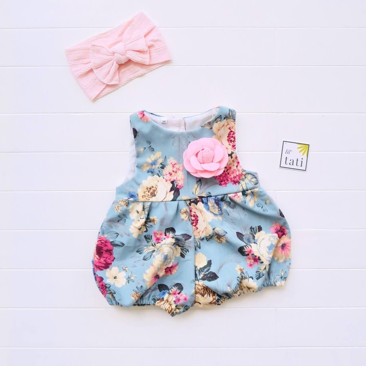 Orchid Playsuit in Bluebell Garden Print - Lil' Tati
