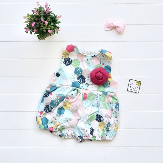 Orchid Playsuit in Bright Merry Hexagon - Lil' Tati