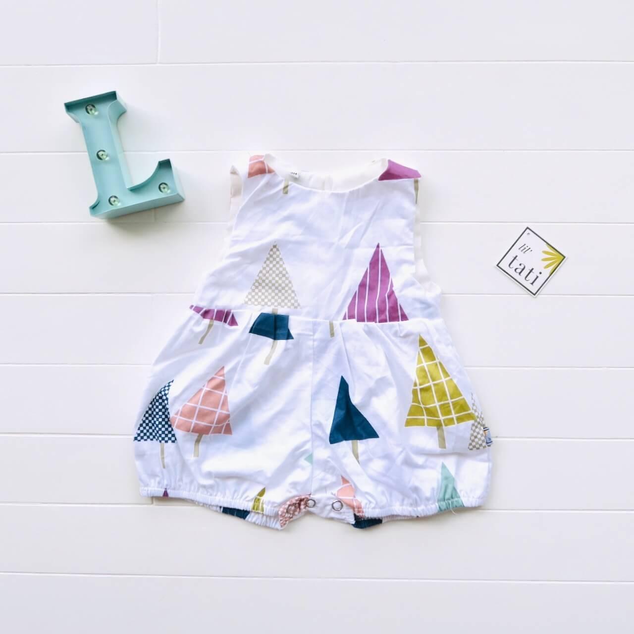 Orchid Playsuit in Bright Triangle Print - Lil' Tati