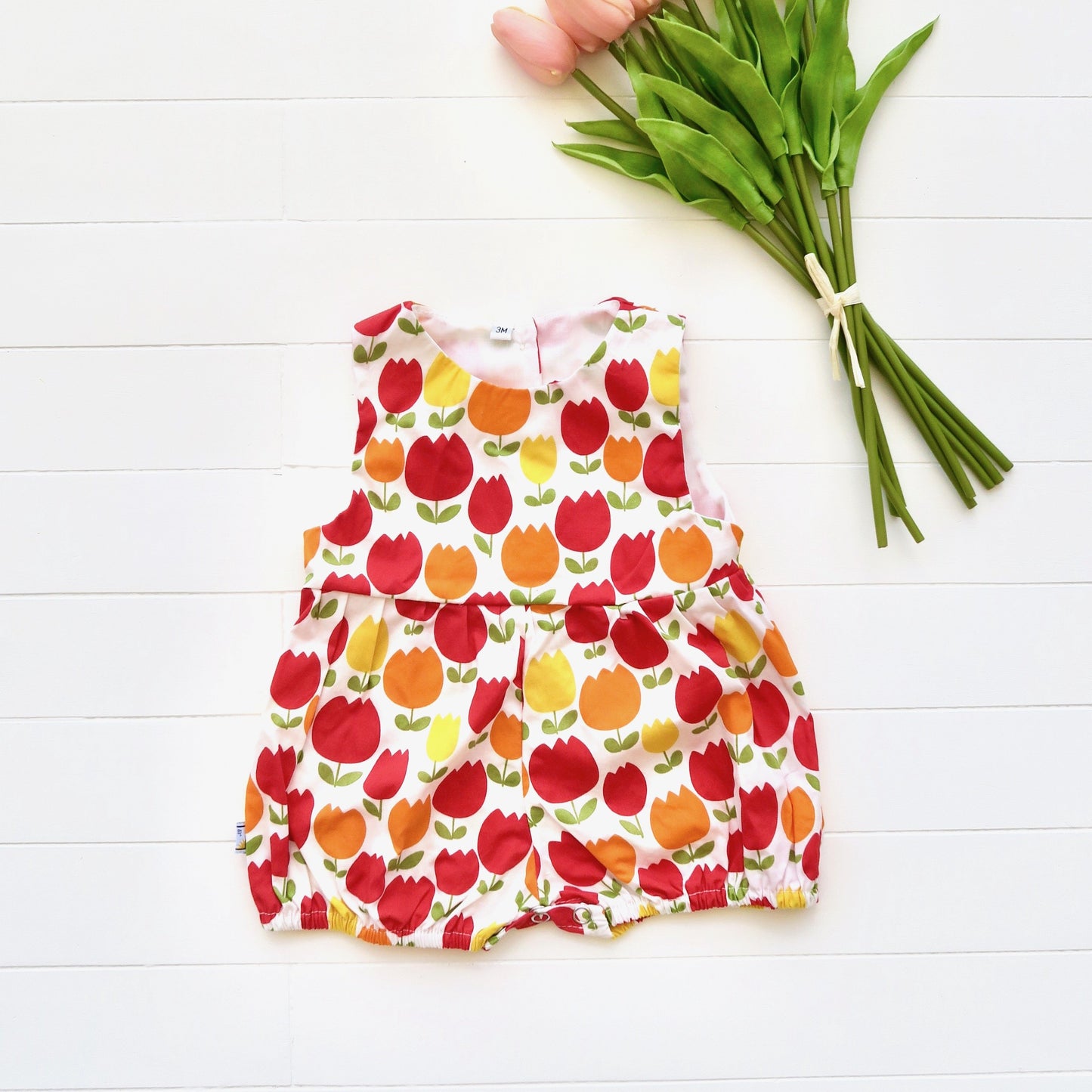 Orchid Playsuit in Bright Tulips Print - Lil' Tati