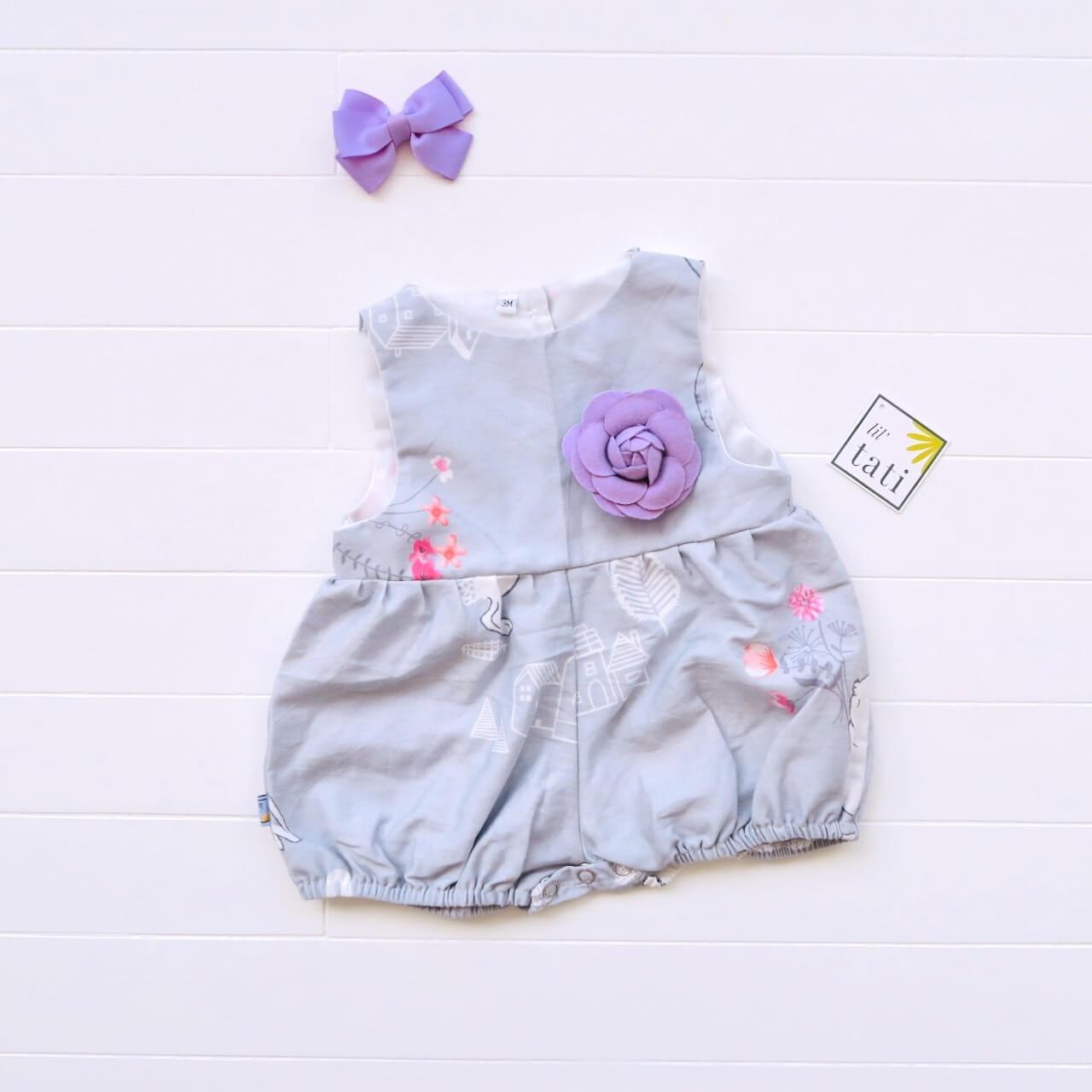 Orchid Playsuit in Bunnies Gray Print - Lil' Tati