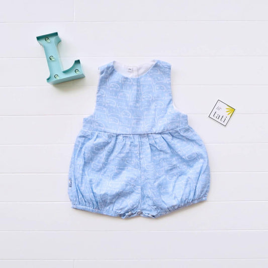 Orchid Playsuit in Cat Stamp Print - Lil' Tati
