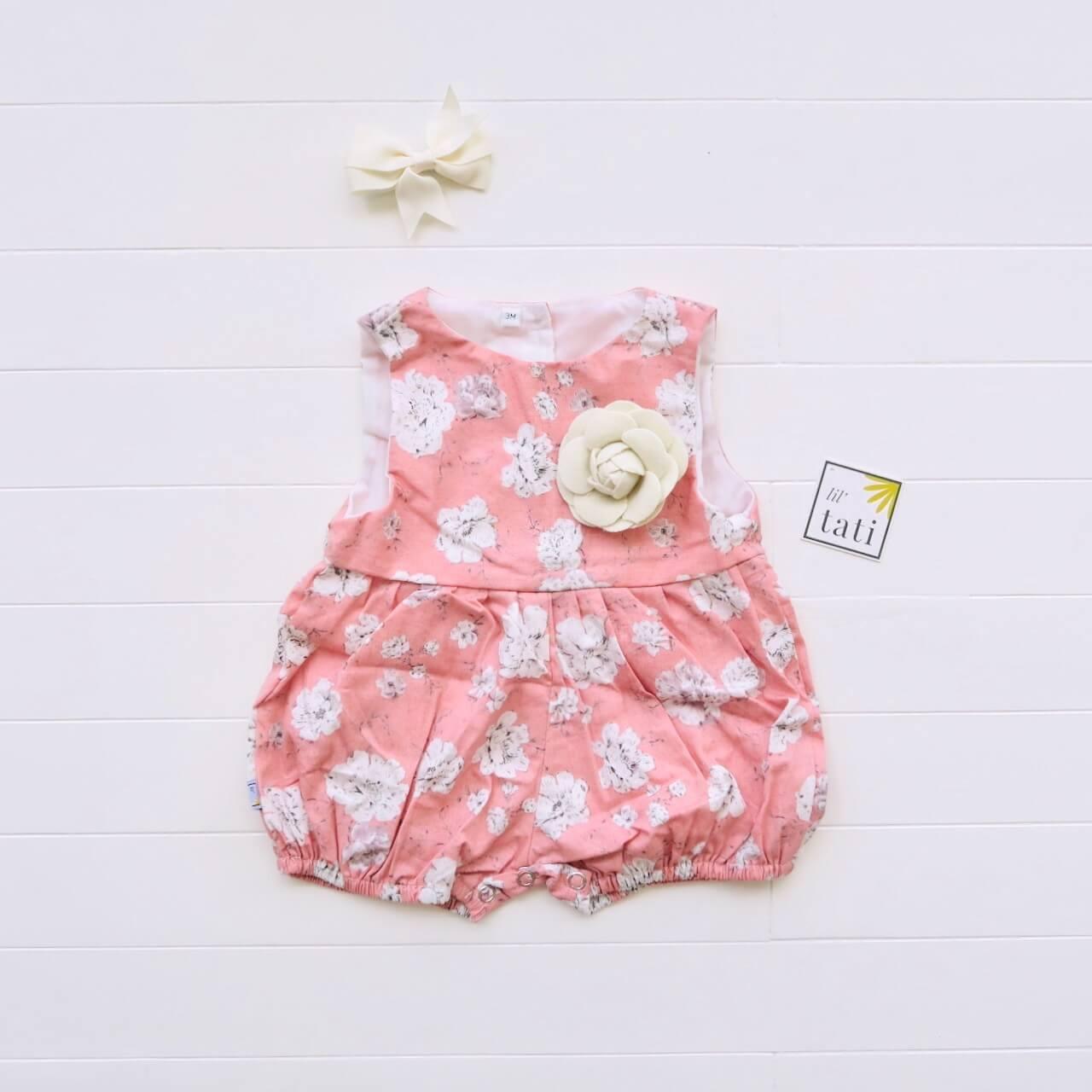 Orchid Playsuit in Cotton Flower Pink Print - Lil' Tati
