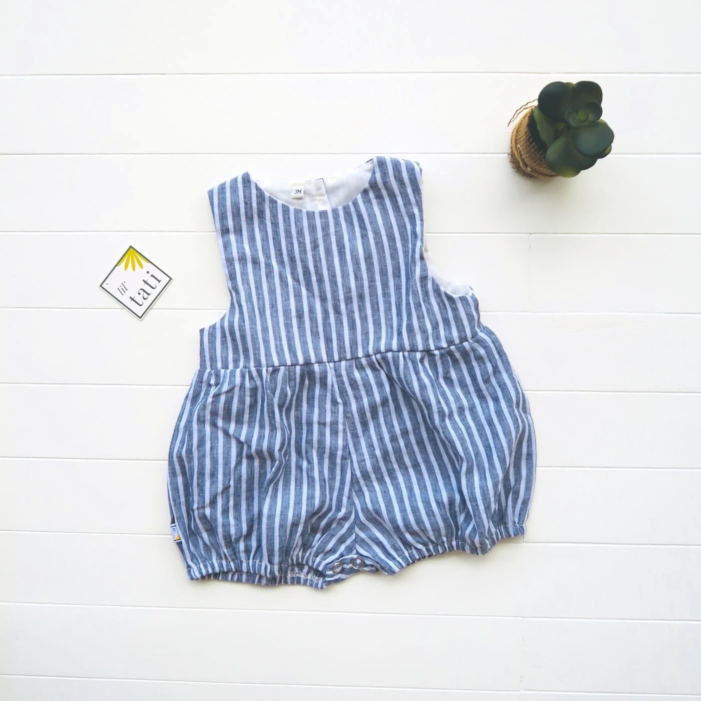 Orchid Playsuit in Dark Gray Linen - Lil' Tati