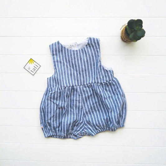Orchid Playsuit in Dark Gray Linen - Lil' Tati