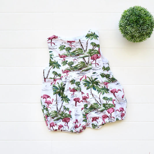 Orchid Playsuit with Front Pocket in Flamingo Island Print - Lil' Tati