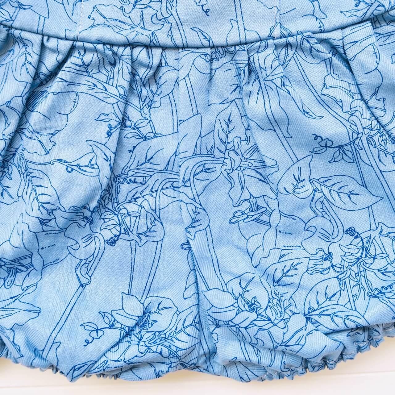 Orchid Playsuit in Floral Sketch Blue Print - Lil' Tati