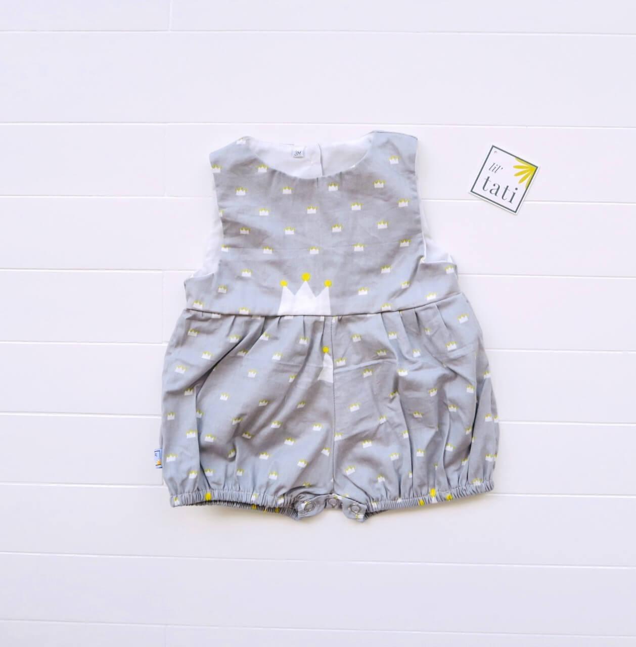 Orchid Playsuit in Gray Crown Print - Lil' Tati