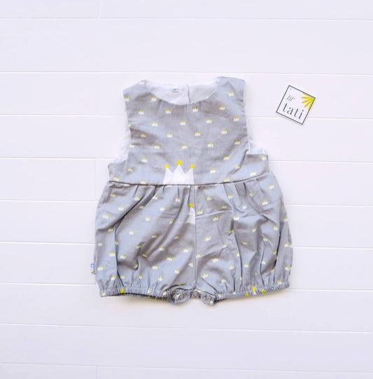 Orchid Playsuit in Gray Crown Print - Lil' Tati
