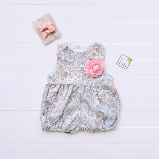 Orchid Playsuit in Paisley Green Print - Lil' Tati