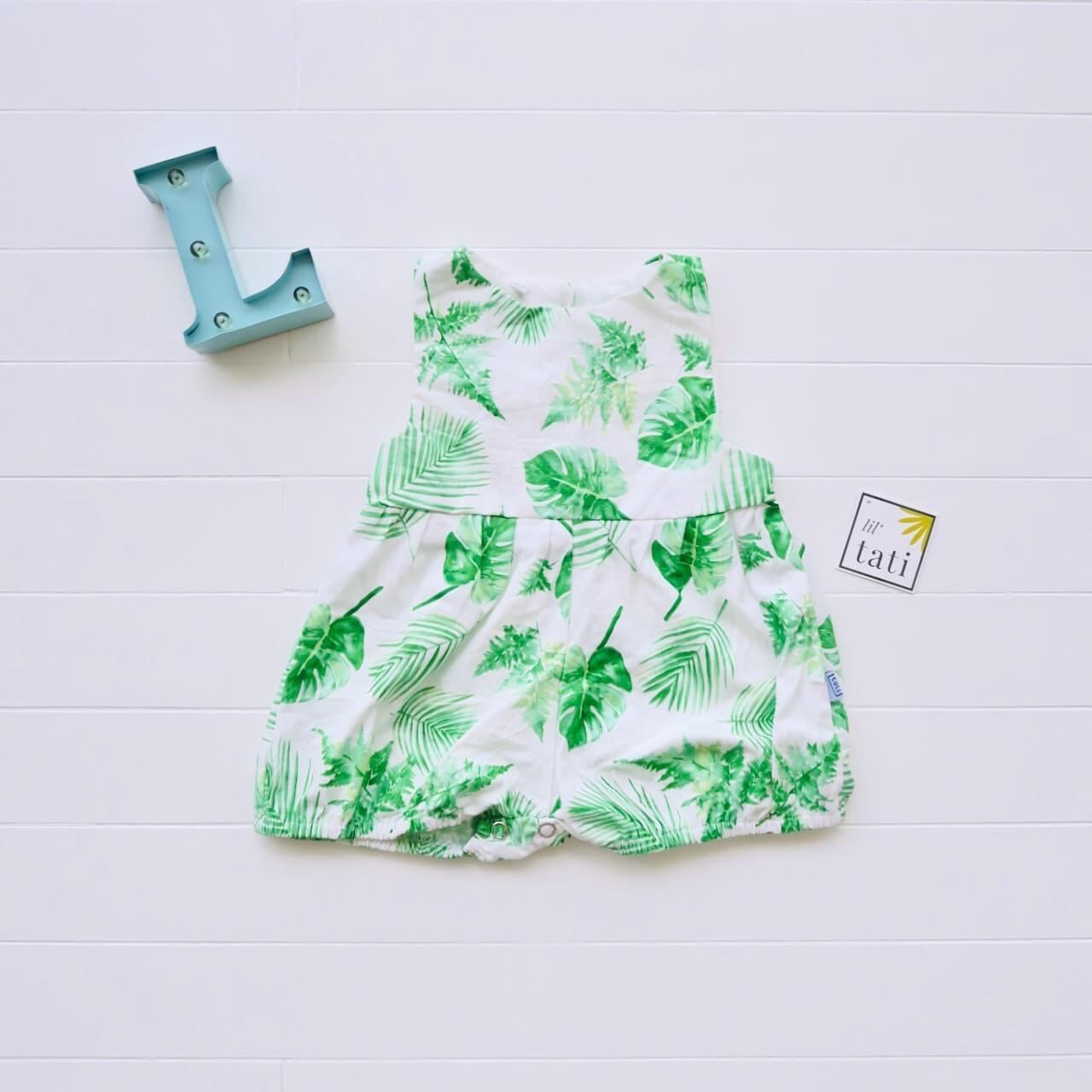 Orchid Playsuit in Summer Leaves Print - Lil' Tati