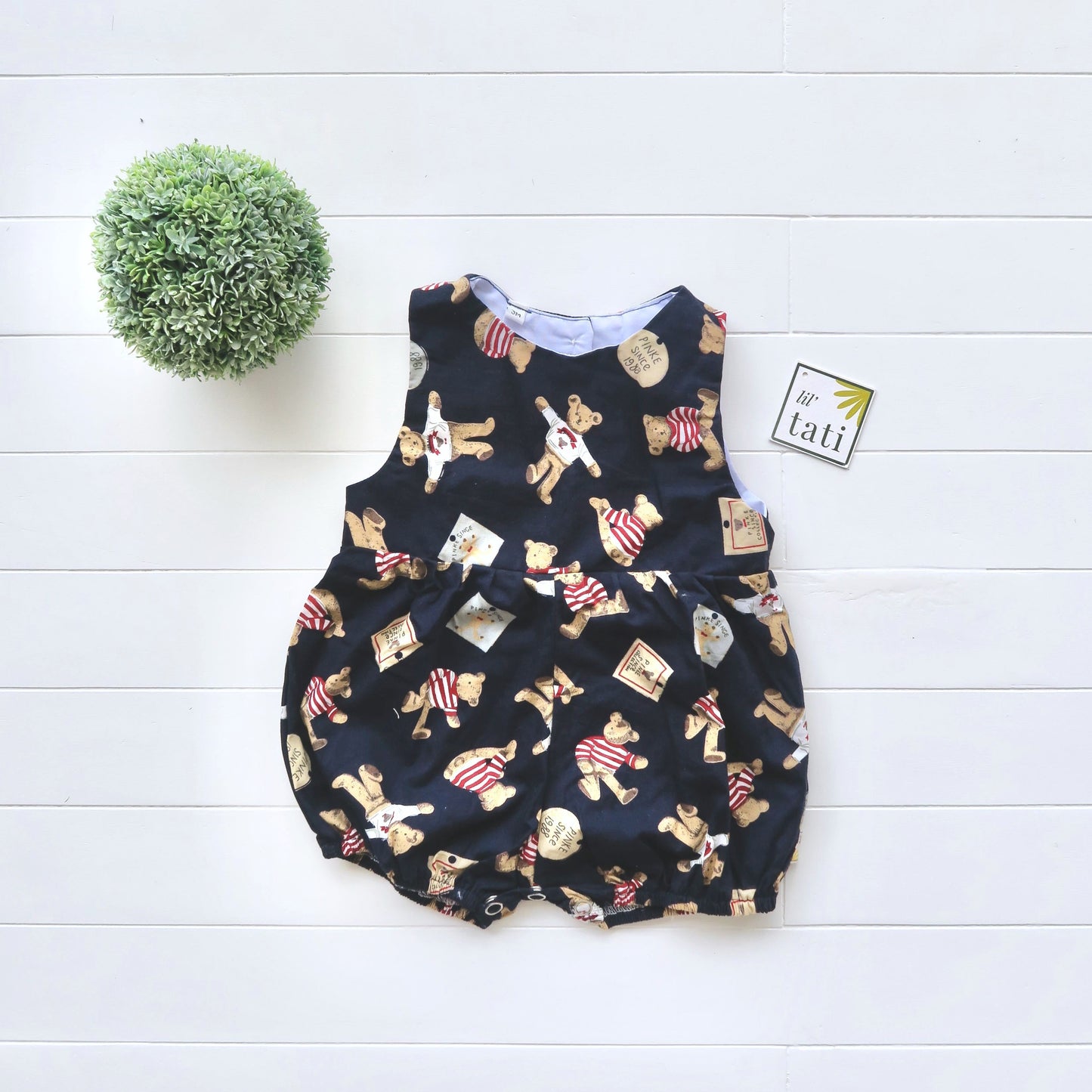 Orchid Playsuit in Teddy Bear Print - Lil' Tati