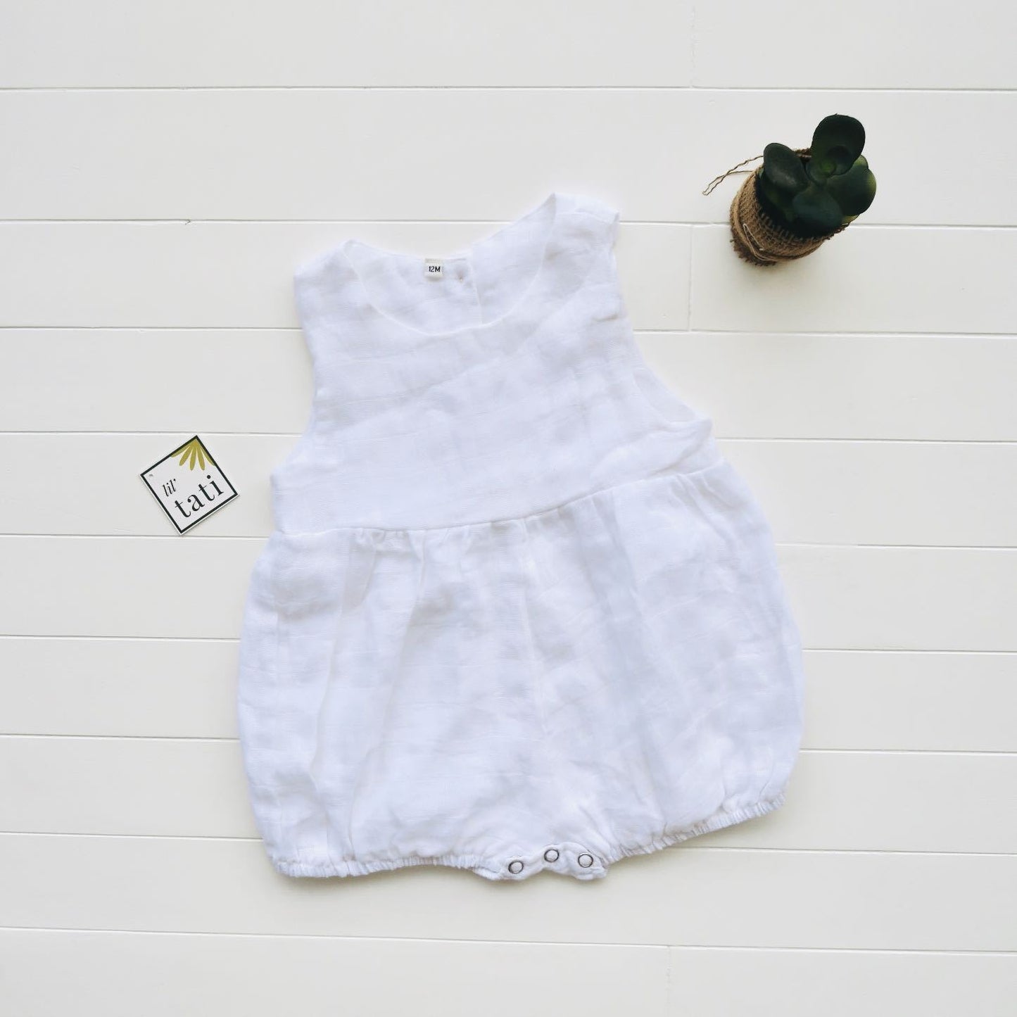 Orchid Playsuit in Organic Muslin - White - Lil' Tati