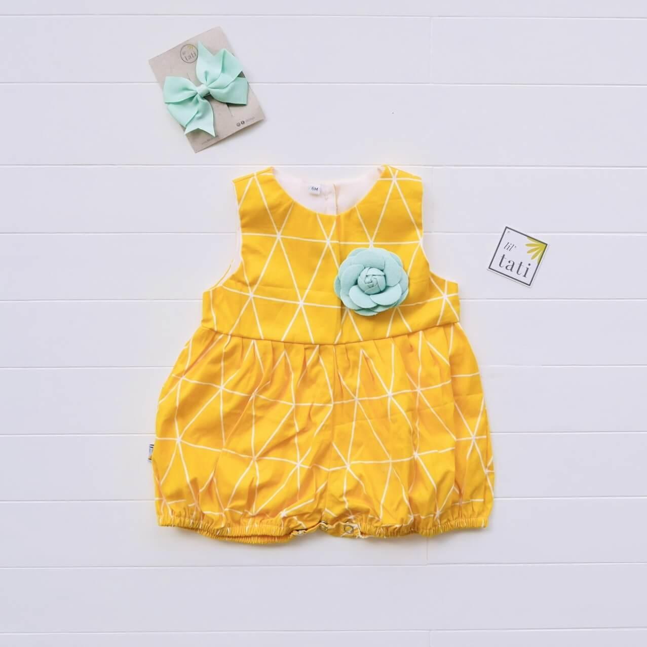 Orchid Playsuit in Yellow Triangle Print - Lil' Tati