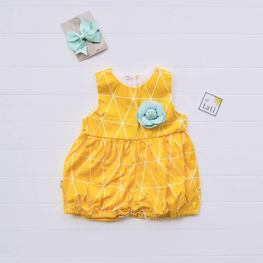 Orchid Playsuit in Yellow Triangle Print - Lil' Tati