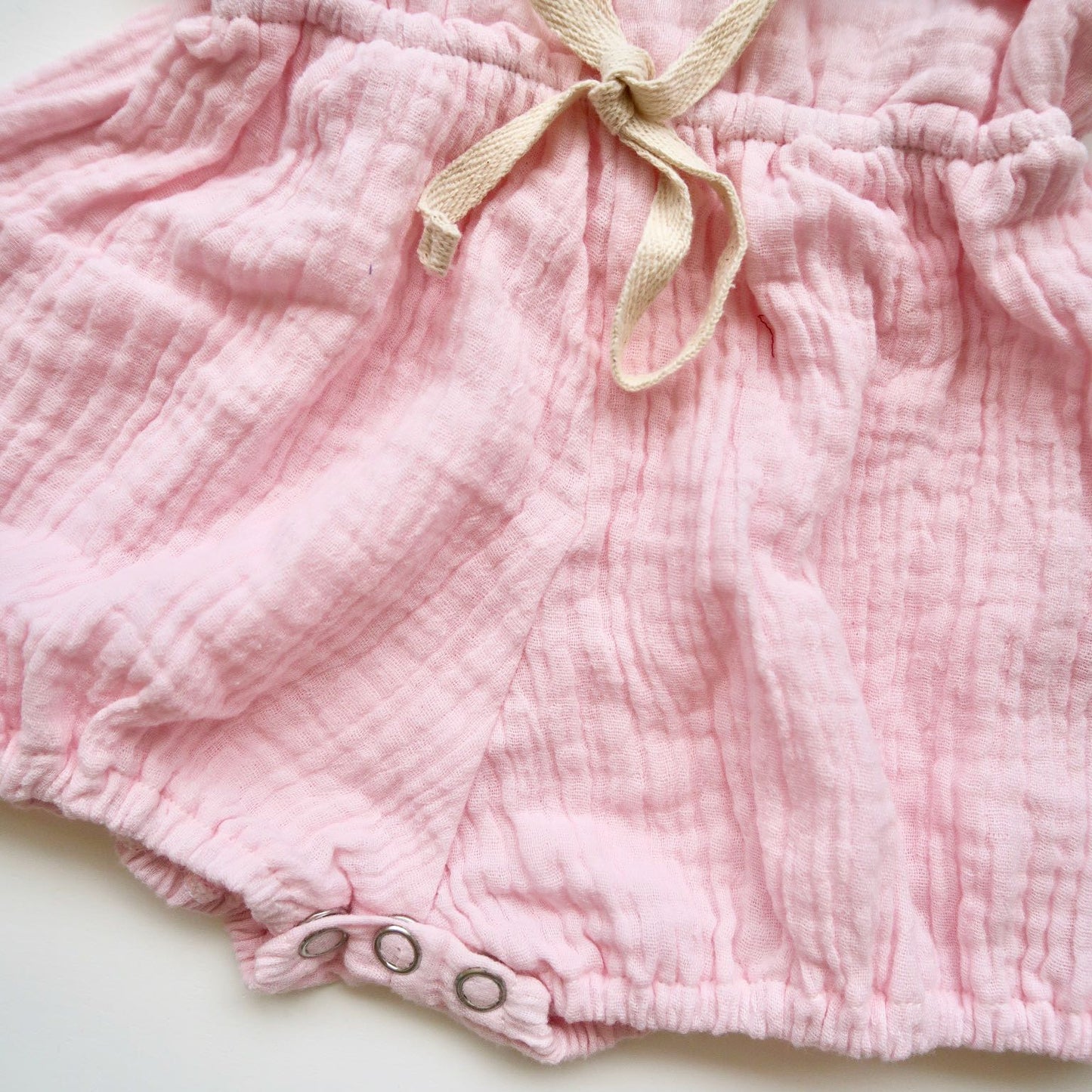Orchid Playsuit - Ruffle Sleeves with Waist Tie in Crepe - Pink - Lil' Tati