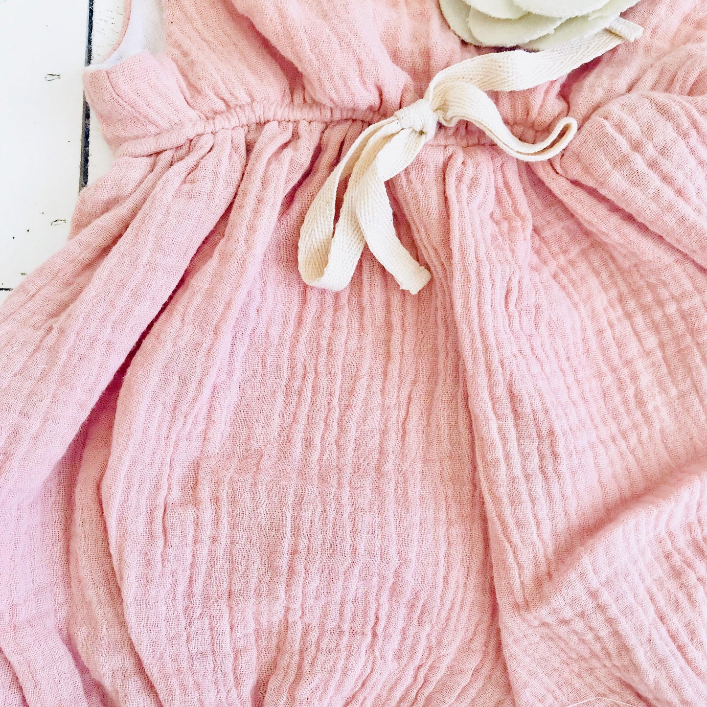 Orchid Playsuit - Waist Tie in Crepe - Pale Blush - Lil' Tati