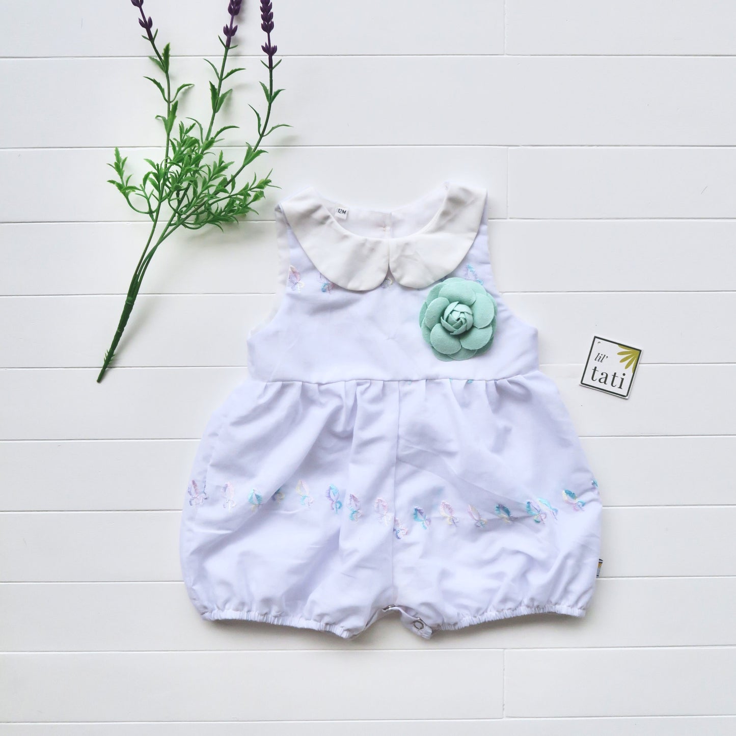 Orchid Playsuit - Collar in Lilac Pastel Embroidery - Lil' Tati