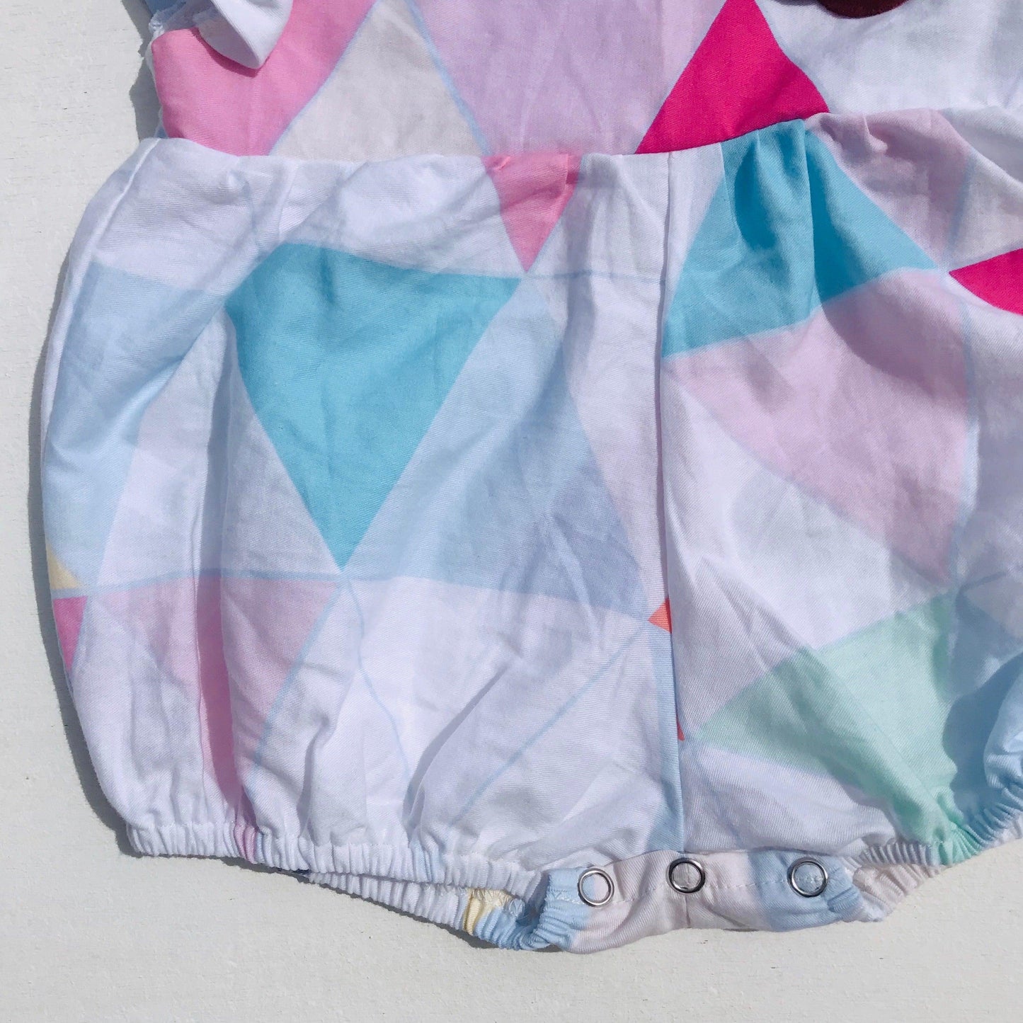 Orchid Playsuit - Ruffle Sleeves in Bright Triangles - Lil' Tati