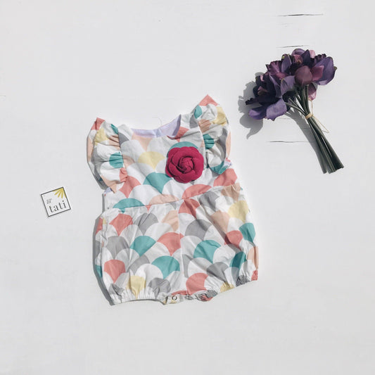 Orchid Playsuit - Ruffle Sleeves in Silly Scallops - Lil' Tati