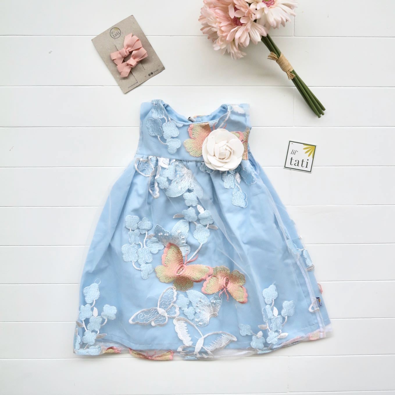 Peony Dress in Blue Butterfly Tulle - Lil' Tati
