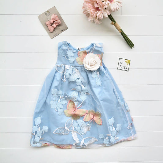 Peony Dress in Blue Butterfly Tulle - Lil' Tati