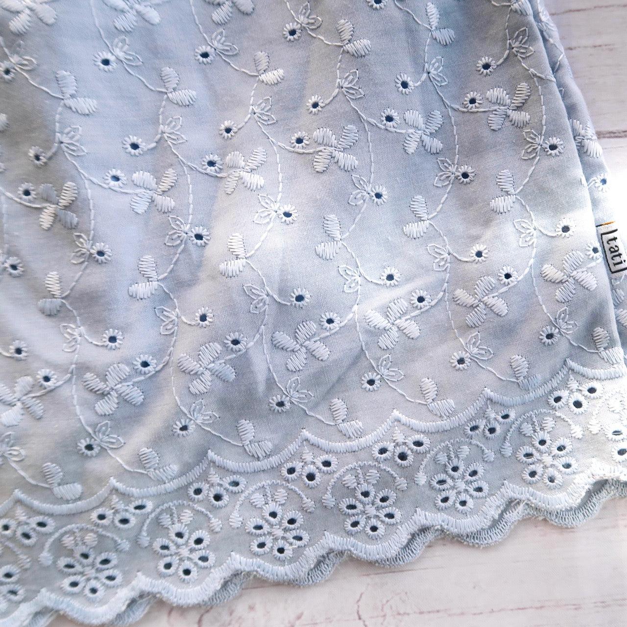 Peony Dress in Blue Grey Floral Eyelet - Lil' Tati