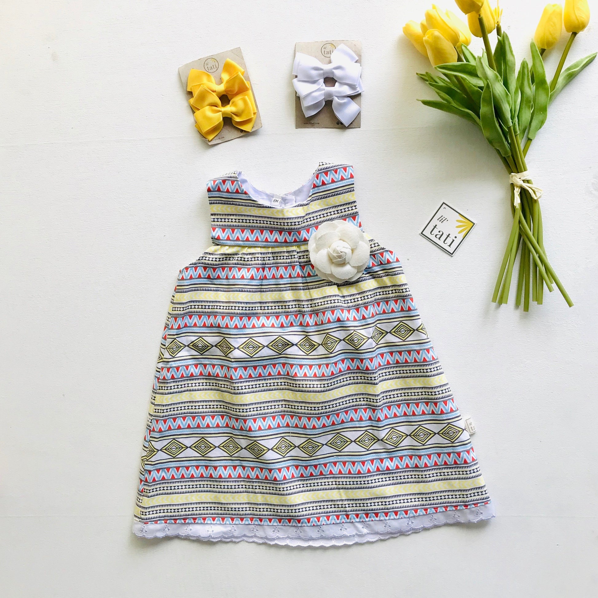 Peony Dress in Colorful Tribal - Lil' Tati