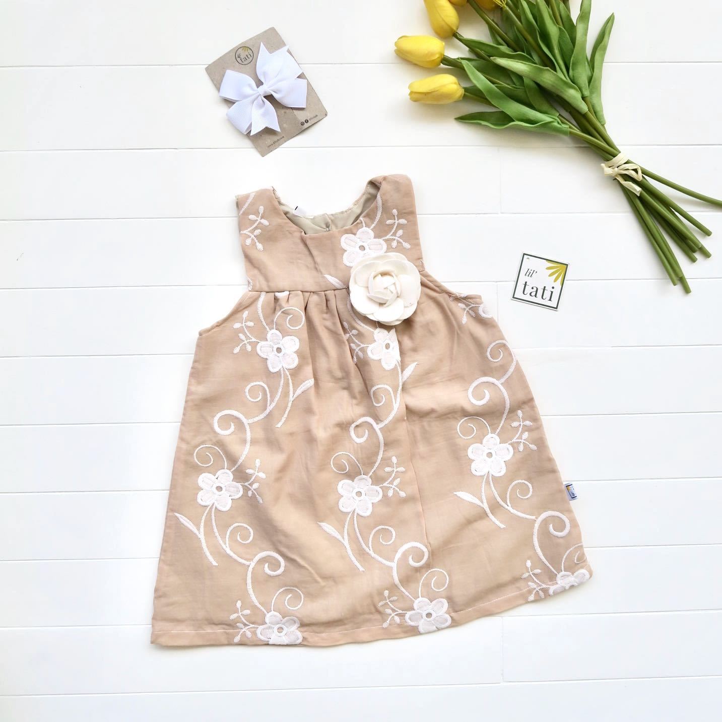 Peony Dress in Fancy Nude Lace - Lil' Tati